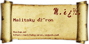 Malitsky Áron névjegykártya